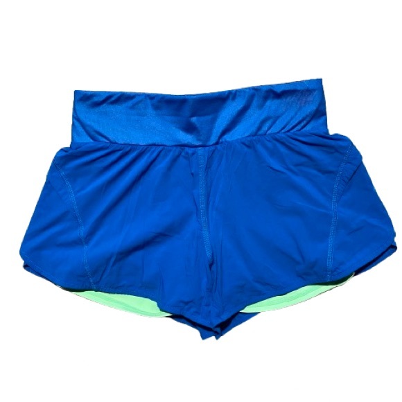 Fabletics Pants - Fabletics Blue and Green Athletic Shorts with Elastic Waistband
